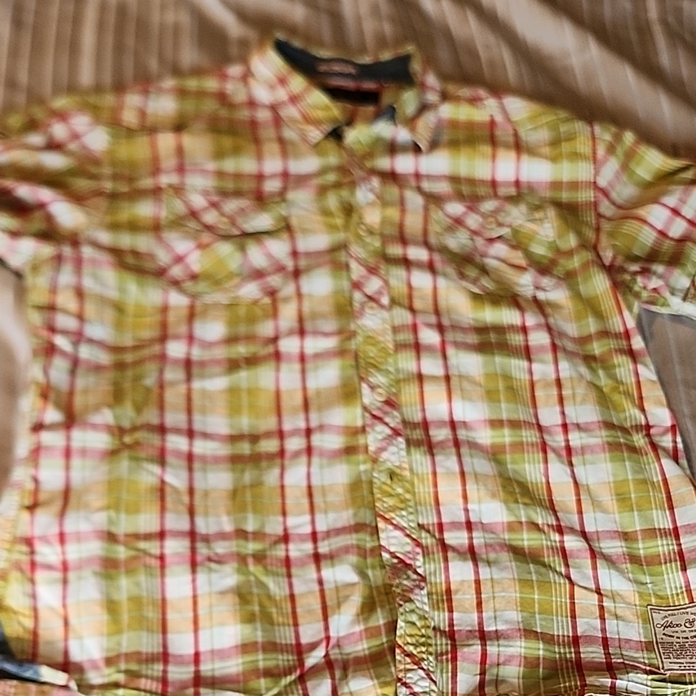 Akoo and Company Men's Plaid Shirt - Green and Red size xl